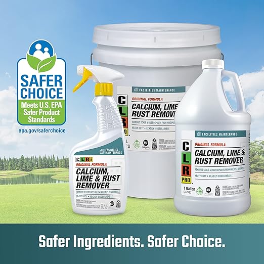 CLR PRO Calcium Lime &amp Rust Remover - Quickly Removes Calcium and Lime Deposits Stubborn Rust Stains and Household Hard Water Deposits - 42 Ounce Bottle (Pack of 4)
