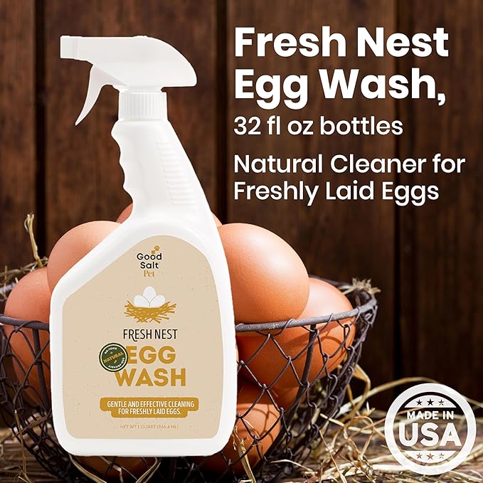 Good Salt Pet Fresh Nest Egg Wash Spray Natural Cleaner for Freshly Laid Eggs Made in the USA 32 Ounce Bottle 2-Pack