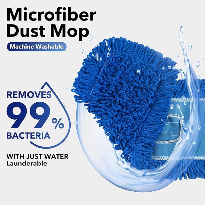 Matthew 36'' Microfiber Loop Dust Mop Washable Commercial&ampResidential Heavy Duty Mop Head Replacement Premium Absorbent Industrial Dust Mop Refill Pads for Hardwood OfficeGarage and Hotel -6Pack