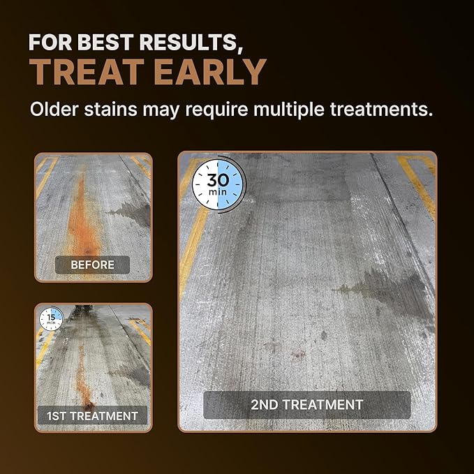 CAF Lift Pro Rust Stain Remover Concentrate for Concrete Pavers Brick Tile and Grout Outdoor Natural Cleaner Powder Makes 1 Gallon No Scrub Rust Remover for Driveway Patio and Asphalt Surfaces