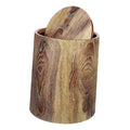 PRETYZOOM Medium Thicken Trash Bucket with Swing Lid Artificial Wood Grain Wastebasket for Kitchen Bathroom Office Bedroom Convenient Easy to Clean Home Rubbish Bin