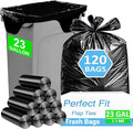 23 Gallon Trash Bags with 4 Innovative Flap Ties 120 Count 1.1 Mil THICK Heavy Duty Compatible with Rubbermaid &amp Winco &amp United Solutions 23 Gallon Slim Jim Slender Trash Can Tear &amp Leak R