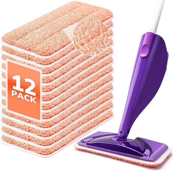 Power Scrubbing Reusable Mop Pads for Swiffer Wet Jet Mops (12 Pack) Wet Jet Refills Washable Microfiber Mop Pads for Floor Cleaning Wet Dry Use