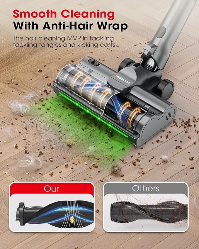 Cordless Vacuum Cleaners for Home G26 Vacuum Cleaner 45KPA Powerful Suction Up to 60 Minutes Tangle-Resistant Rechargeable Stick Vac with Wall Mount for Pet Hair Hardwood Floors