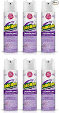 OdoBan Ready-to-Use 360-Degree Continuous Spray Disinfectant and Harsh Aroma Eliminator Fabric and Air Freshener 6 Pack 14.6 Ounces Each Lavender Scent