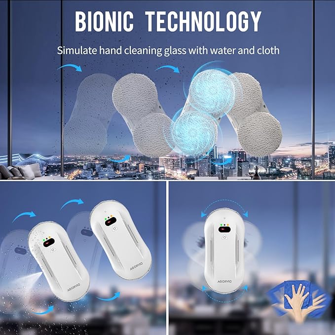 Window Cleaning Robot with Auto Water Spray &amp Smart Navigation Automatic Window Cleaner Robot for Inside/Outside Glass with Triple Safety System Edge Detection and Remote Control