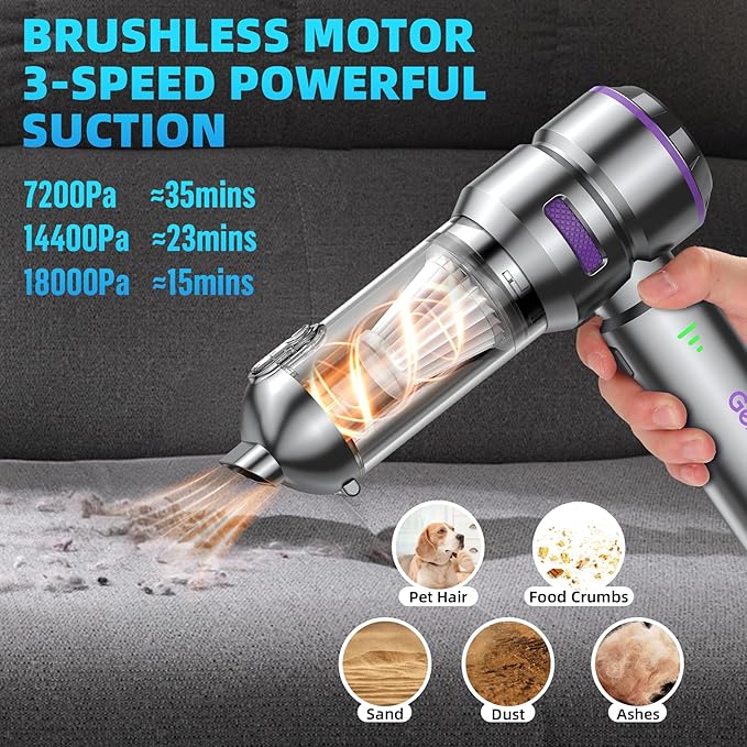 Mini Vacuum Cleaner Cordless Car Vacuum Cleaner High Power Rechargeable Strong Suction Air Pump Duster Blower Brushless Motor Handheld Vacuum Cordless for Home Office Gift for Men Women