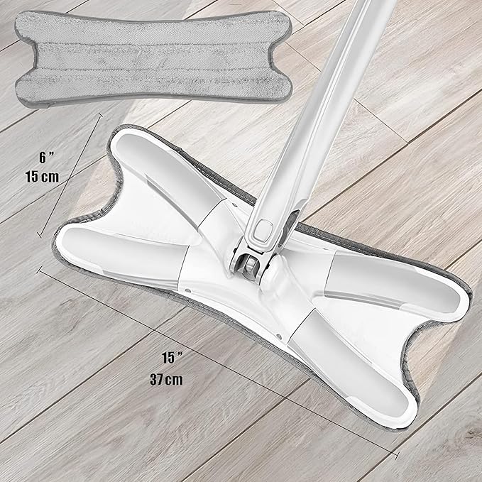Microfiber Mop Easy Squeeze and Spin Mop Easy Squeeze Mop.lt is-Suitable forCleaning of Kitchen-Hardwood-Floors Marble Tiles Laminate-Floors. Includes 2Replacement mop-Pads-(Grey)