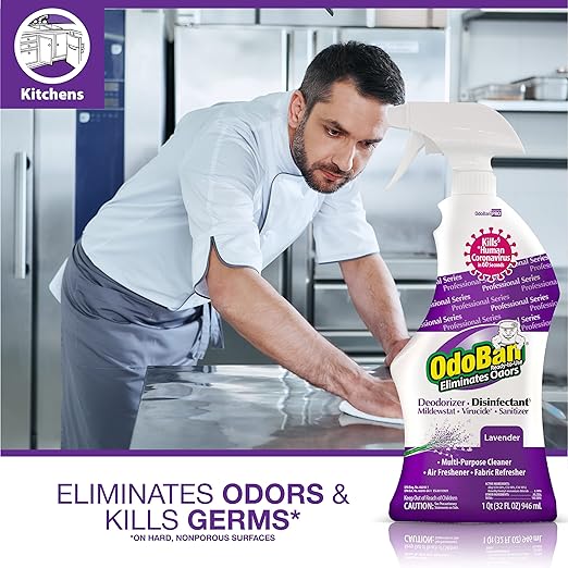 OdoBan Professional Disinfectant and Odor Eliminator Ready-to-Use Spray Made in the USA Lavender Scent 4-Pack 32 Ounces Each