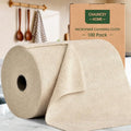 Microfiber Cleaning Cloth Roll - 100 Pack Tear Away Microfiber Paper Towels Reusable Washable Scratch-Free Kitchen Towels for Car Home Kitchen Glass Dishes(Desert Gold)