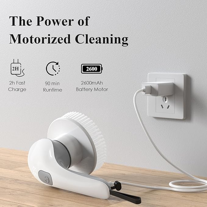 Electric Spin Scrubber Bathroom Shower Cleaner Power Scrubber with 2 Speeds and 6 Multi-Function Brush Heads Cleaning Supplies Brush for Bathroom Tile Floor Kitchen Window