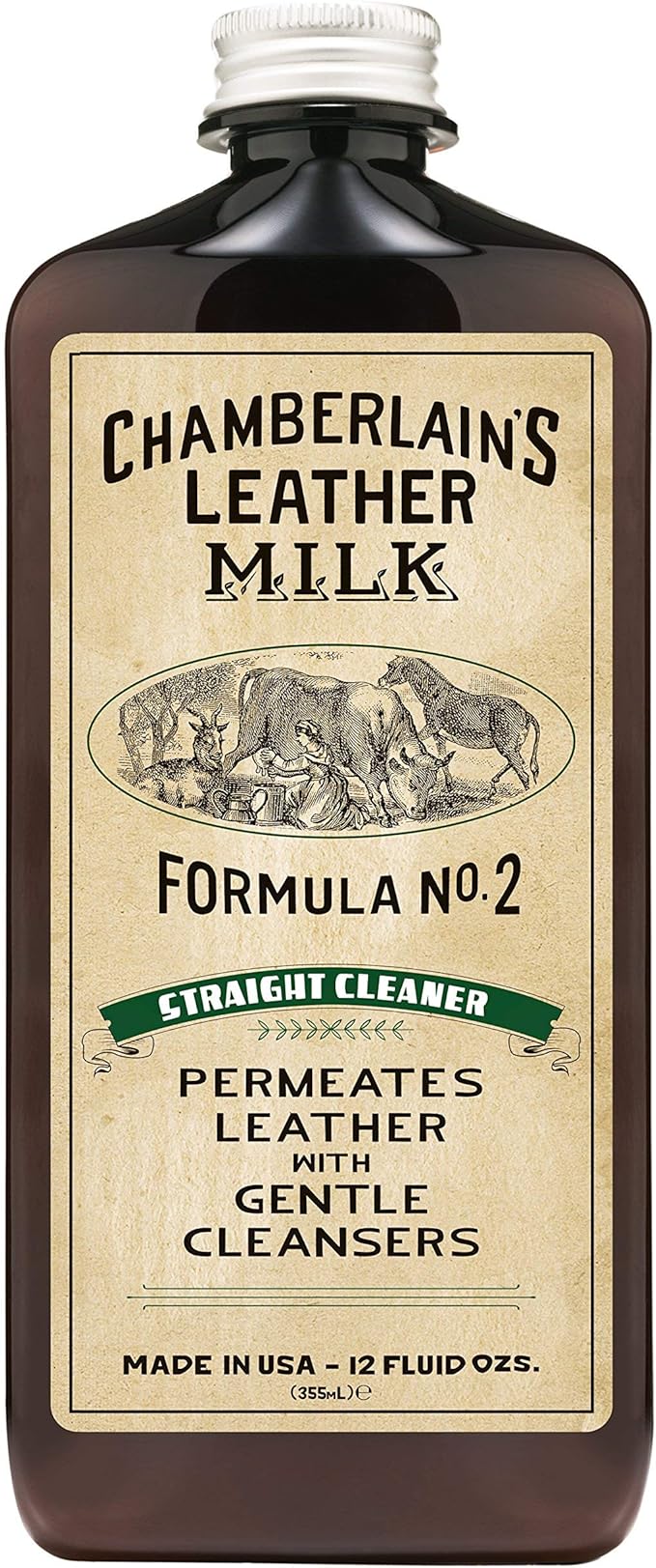 Leather Milk Leather Cleaner - Straight Cleaner No. 2 - All Natural Non-Toxic Deep Cleaner Made in The USA. 2 Sizes. Includes Premium Cleaning Pad!