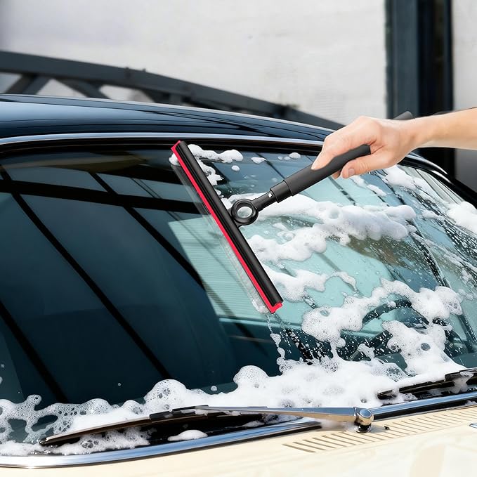 Shower Squeegee for Glass Doors Window Squeegee for HomeSqueegee with Telescopic Extension PoleProfessional Window Cleaning Tool Black for Mirror Glass Ceramic Tile