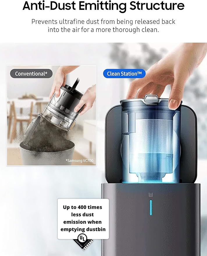 SAMSUNG Jet Stick Cordless Vacuum Clean Station Dust Disposal with Hygienic Cleaning Filter VCA-SAE903/AA 2021 Silver