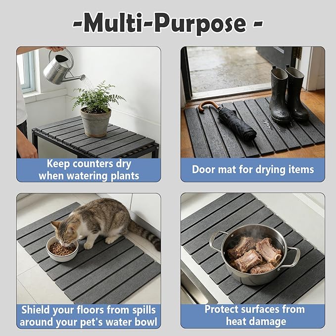 2pcs Stone Dish Drying Mat for Kitchen Counter - Foldable 24 16 Heat Resistant Eco Friendly Super Absorbent Diatomaceous Earth Dish Drying Mat Plate BowlMatch Any Countertop