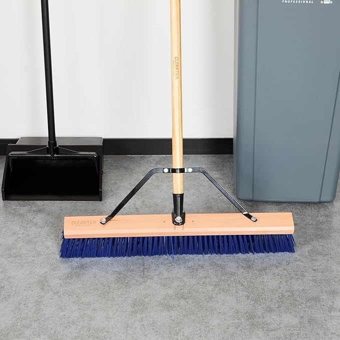 Restaurantware-BROOM HEAD ONLY: Clean Tek Professional 24-Inch Broom Head 1 Heavy-Duty Push Cleaning Tool - Handle And Brace Sold Separately Heavy Plastic Bristles Wooden Commercial Use