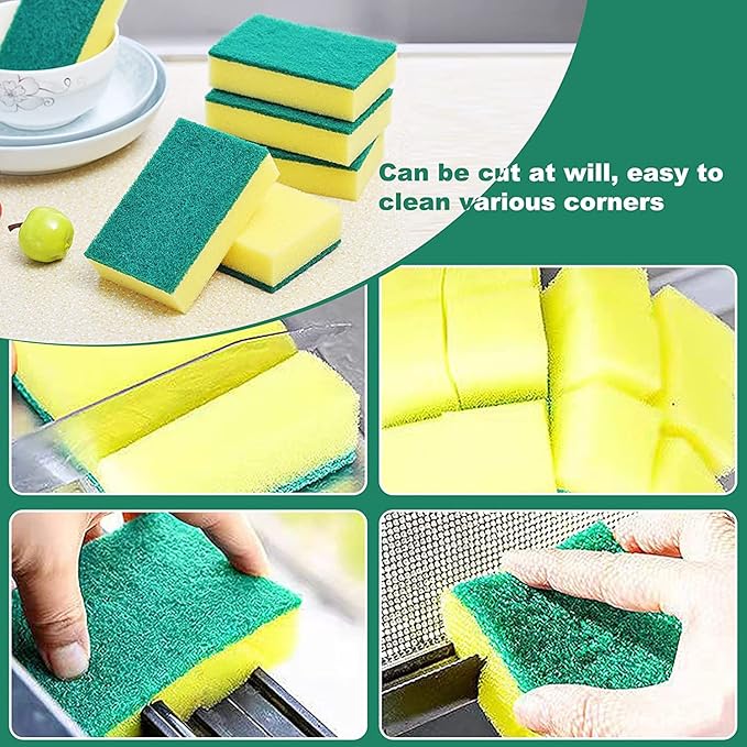 Individually Wrapped Sponges Kitchen Dishwashing Sponge Bulk Non Scratch Dishes Scouring Pad Dishcloth Odor-Free Sponge Wipes for Household Cleaning Dishes Travel Apartments (40 Pack)