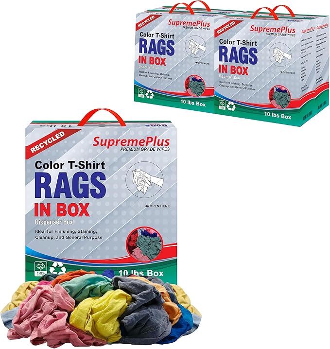Recycled Color Knit Cleaning Rags (10 lbs. Compressed Box - Pack of 4) – Shop Cloths Bulk for Workshops Mechanics Painters and Home Use Multipurpose Cotton T-Shirt Rags