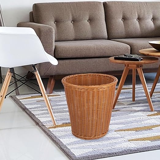 Woven Wastebasket Trash Can 29X29Cm Simulated Rattan Storage Container Home Kitchen Rubbish Bin Without Lid Decorative Trash Storage