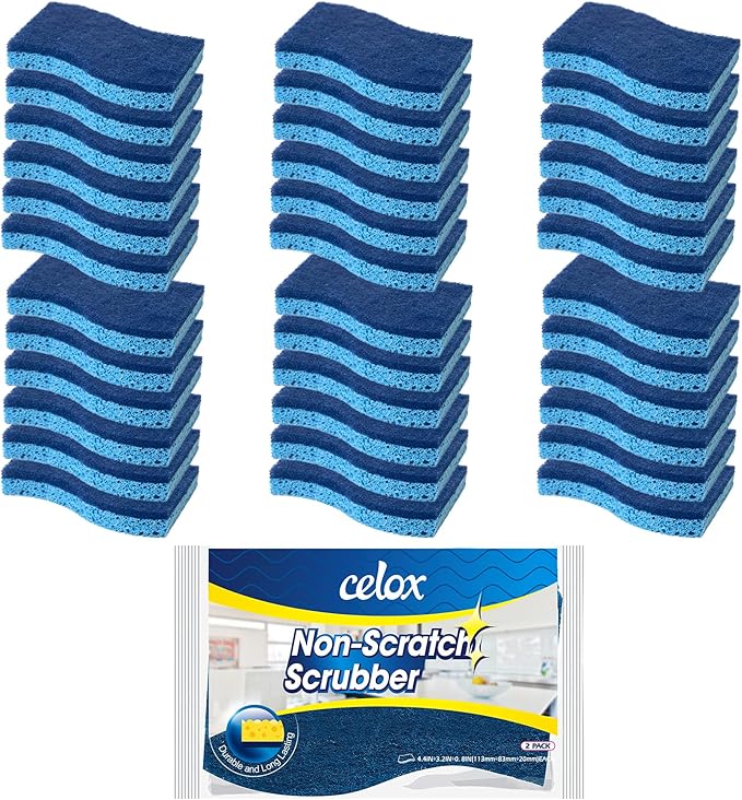 CELOX 36 Pack Non-Scratch Dish Sponge Dual Sided Kitchen Sponges for Dishes Long Lasting Dishwashing Household Cleaning Sponges for Kitchen Easy to Dry and Reusable