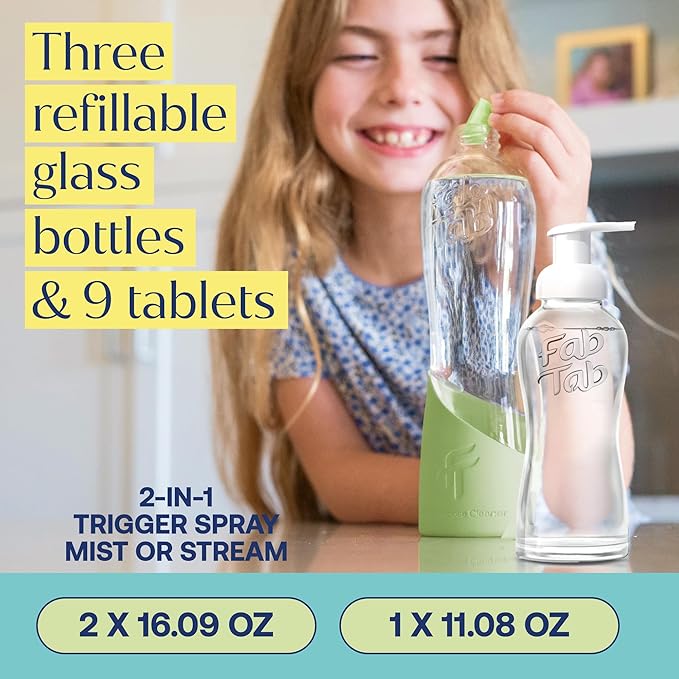 Fab Tab Home Starter Kit - Natural Cleaning Products - Household Cleaners - All-Purpose Cleaner Tablets - Plant-Based Plastic-Fee - No Harsh Chemicals | Cleaning Kit