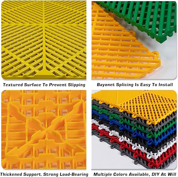 Trench Drainage GrateDrain Covers OutdoorInterlocking Floor Tiles 40x40x2cm Multicolor Pack Of 4-30 Pcs(Yellow25 pieces)