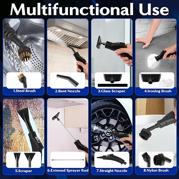 Hand Held Cleaning Steamer - Portable Handheld Steam Cleaner Machine for House Home Car Auto Automotive 3-Level Adjustable 2500W 1.2L Large Capacity High Temperature Steamer