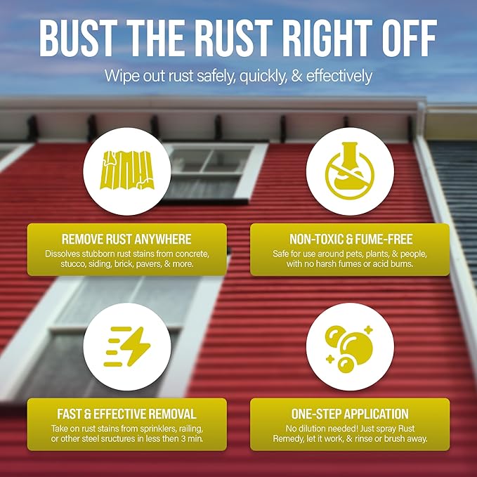 Southeast Softwash Rust Remedy Heavy Duty Rust Remover for Concrete Masonry Wood and Metal | Fast Acting Rust Cleaner for Homes Driveways and Outdoor Surfaces (4 Gallons)