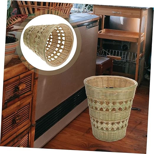1Pc Hand Woven Trash Can Retro Decorative Wastepaper Basket for Home Storage for Office and More Stylish and Wastebasket