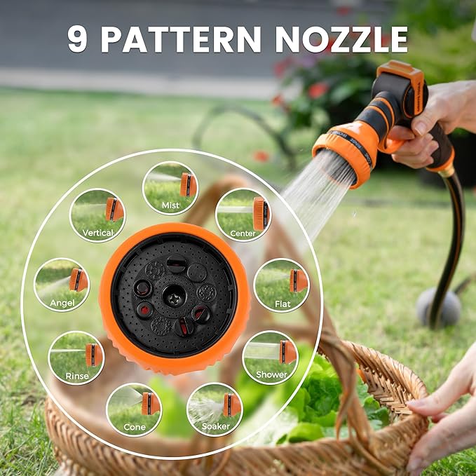 Giraffe Tools AW505/8 Retractable Garden Hose Reel 5/8 x 115+5 ft Heavy Duty Wall Mounted Water Hose Reel Automatic Rewind 180 Deg Swivel Bracket Slow Retraction 115ft Dark Grey