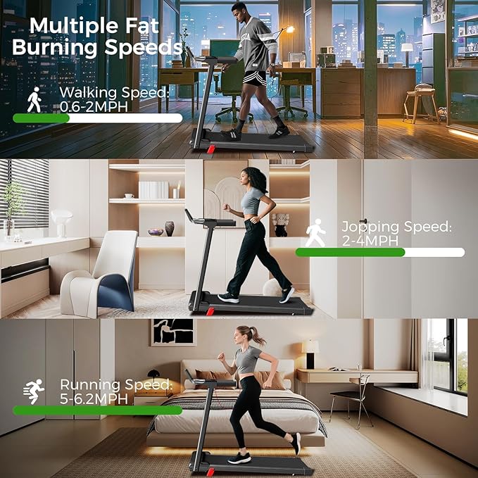 Portable Treadmill with Incline 3.0HP Walking Pad with Handle Bar 3-in-1 Foldable Treadmill for Home Office Small Space with Quiet Brushless 300 LBS Capacity