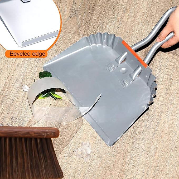 Mumufy 4 Pack Industrial Metal Dustpan 12 Heavy Duty Dust Pan with Handle Handheld Dustpan Wide Scooper Dust Debris Sweeping Tool Precision Edge Ideal for Cleaning Indoor Outdoor Surfaces (Silver)