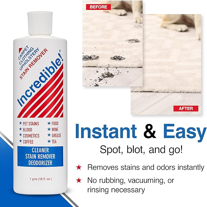 INCREDIBLE! Stain Remover For Clothes Laundry Carpets Mattress &amp Upholstery 16.oz (Pack of 3)