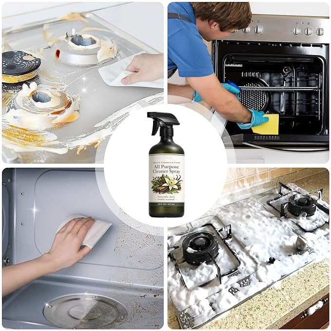 Powerful Cleaning Spray Stain Remover Solution 475ml Bottle with Scented Formula Kitchen Counter Cleaner All-Purpose Spray with Build Cleaning Sprayer for Stainless Steel and Bathroom