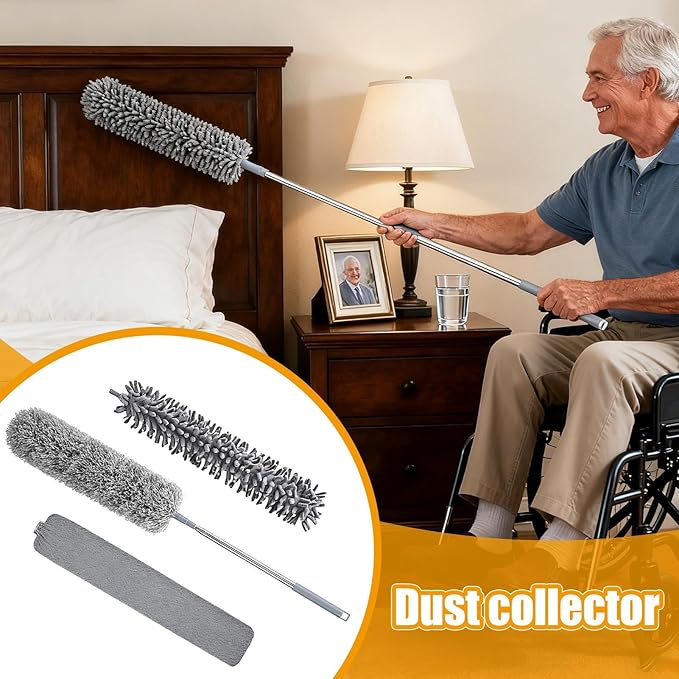 Retractable Duster Extendable &amp Flexible Cleaning Tool 46x10x9cm Microfiber Mop Household Dust Collector Lightweight and Easy to Maneuver with A Comfortable Grip Handle for Home