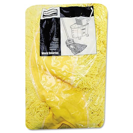 Rubbermaid Commercial Products Trapper Cotton Floor Dust Mop Head Refill 36-Inch Yellow Use for Janitorial Maintenance/School/Lunchroom/Office Building Cleaning