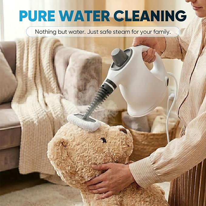 Steam Cleaner Handheld Pressurized Steamer 1050W 230°F Fast Heating with 9 Accessories Multi-Surface Steam Cleaner for Home Car Tile &amp Grout Windows Upholstery (5 Towel Sleeve)