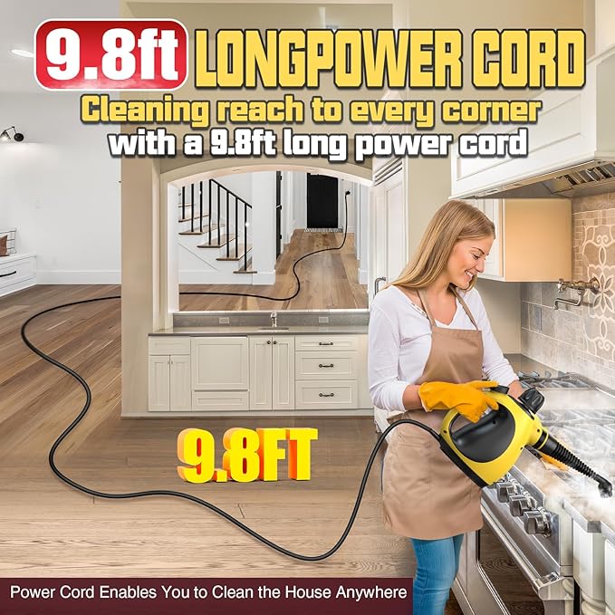 Pressurized Handheld Steam Cleaner for Home Multi-Surface Steamer with 12 Accessories 12.8oz Natural Steamer for Cleaning Car Bathroom Shower Upholstery Grout Window Grease