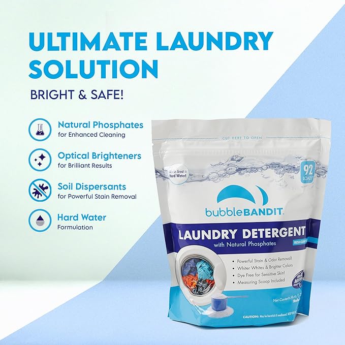 Laundry Detergent Powder with Phosphate - For All Machines Fresh Clean Scent - Mess-Free - With Scoop - Safe for All Fabrics Greywater &amp Septic… (46 Ounce Pack of 1)