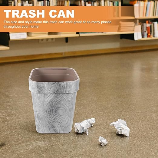 Wood Grain Trash Can Container 14L Large Square Thickened Upgrade Solid Wood Living Room Garbage Bin Decorative Wastebasket for Bedroom and Kitchen Use