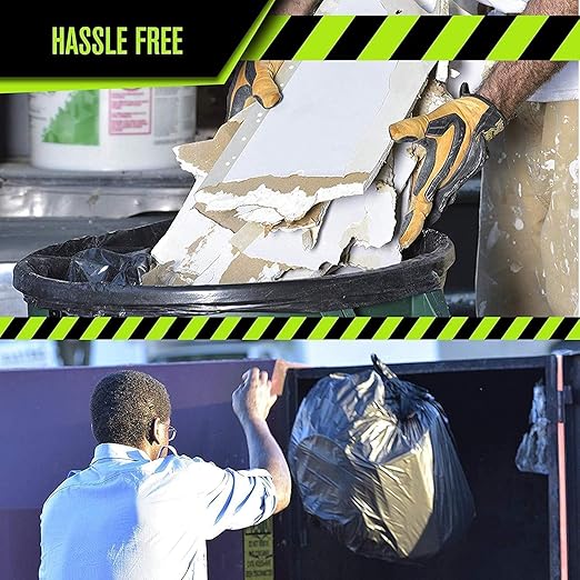 Aluf Plastics - All Purpose Trash Bags 50-55 Gallon 1.7 Mil 22x58 Black 400 Count