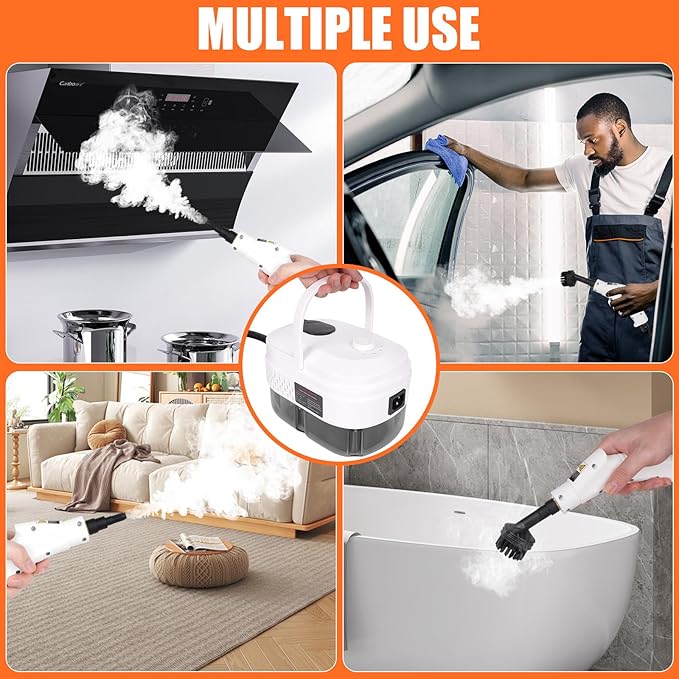 2500W High Pressure Steam Cleaner with One-Button Adjustment 15 in 1 Handheld Steam Cleaner for Home Multi-Purpose Portable Steamer for Car Detailing/Grout/Floor/Tile Dirt Remover Cleaning Tool
