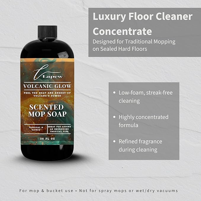 Lapew Volcanic Glow Scented Mop Soap - Luxury Floor Cleaner Concentrate for Mopping Tile Laminate Vinyl &amp Hardwood | Streak-Free Low-Foam | 36 oz
