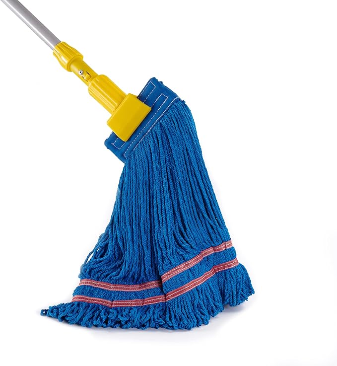 Matthew Cleaning Microfiber String Mop Heavy Duty Commercial Wet Mop Head ReplacementExcellent AbsorbencyPremium LaunderabilityReusable for HomeCommercial and Industrial Use(Blue3Pack)