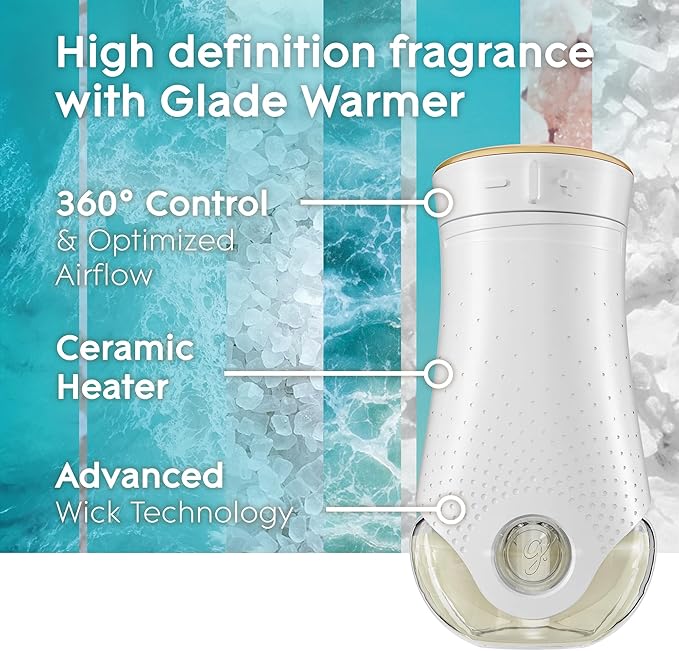Glade PlugIns Refills Air Freshener Sky &amp Sea Salt Scented and Essential Oils for Home and Bathroom 0.67 Fl Oz 10 Count