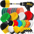 Holikme 30Pack Drill Brush Attachments SetScrub Pads &amp Sponge Power Scrubber Brush with Extend Long Attachment All Purpose Clean for Grout Tiles Sinks Car Polishing Pads