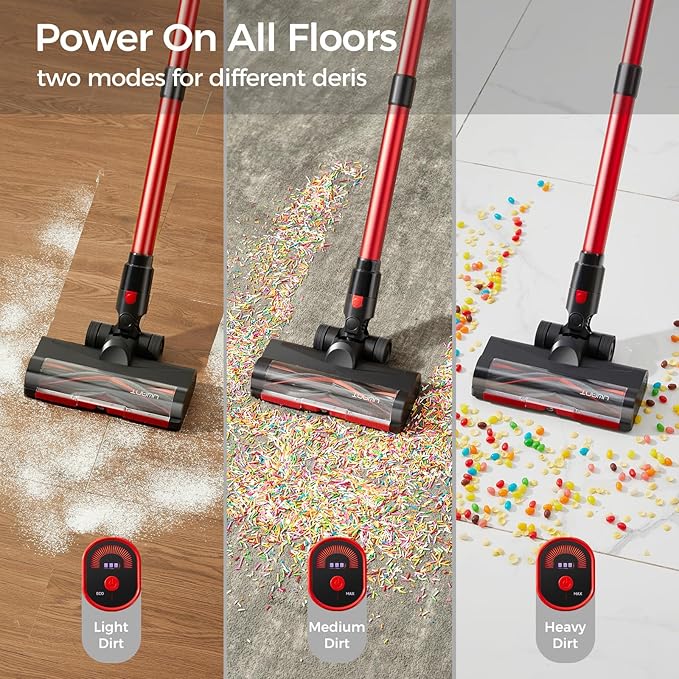 uwant Cordless Vacuum Cleaner 35Kpa Powerful Suction Wide Green Headlight Vacuum Cleaner for Home Pet Hair Anti-Tangle HEPA Lightweight Handheld Vacuum for Carpet Hard Floors