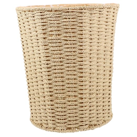 Cabilock Versatile Rattan Trash Can Handles Creative Woven Wastebasket for Kitchen Living Room Bedroom Storage Stylish and Functional Home Organizer Random Style