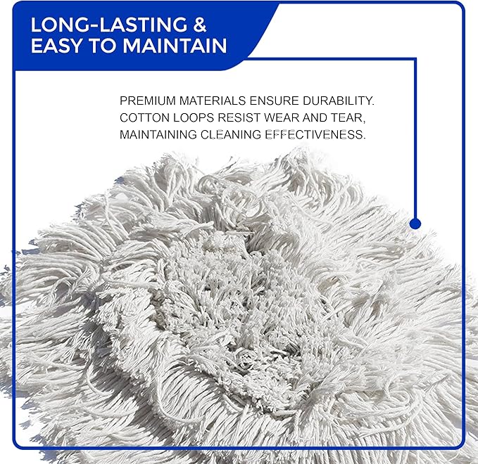 Nine Forty Heavy Duty Industrial-Strength Cotton Wedge Dust Mop Head - Home &amp Commercial Hardwood Floor Cleaning - Designed for High-Performance Janitorial &amp Housekeeping Tasks