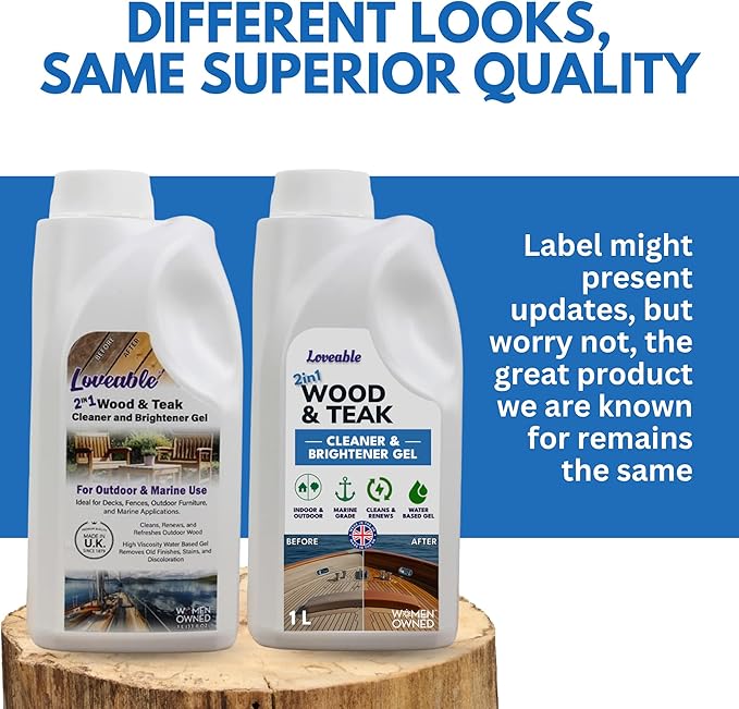 EcoDecors Loveable 2 in 1 Wood &amp Teak Cleaner and Brightener Gel 1 L for Outdoor Use Cleans Renews and Refreshes Outdoor Wood